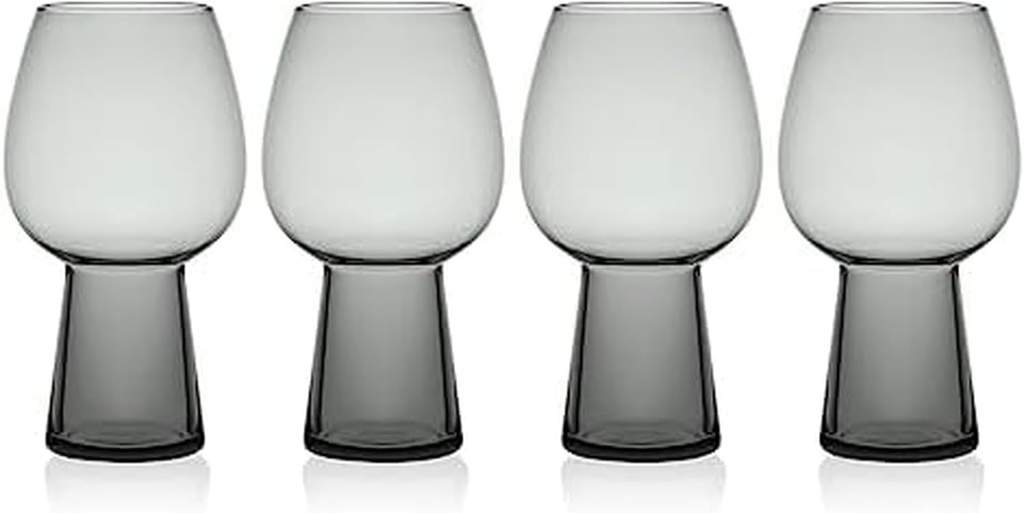 Mikasa Phoebe Goblet Beer Beverage Glass, Set of 4, Smoke