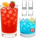 Glasses Drinking Set of 4, Rocks Glass, 2 Tall 13 oz Drinking Glasses and 2 Short 10 oz Whiskey Glass - Clear Glassware Drinking Glasses for Cocktail Juice Iced Coffee Beer Ice Tea Wine Water