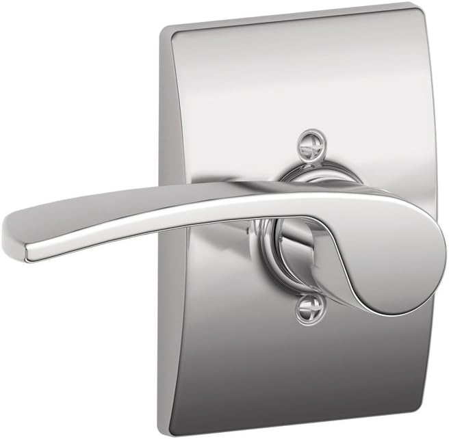 SCHLAGE Merano Left Handed Lever with Century Trim Non-Turning Lock, Bright Chrome (F170 MER 625 CEN LH)