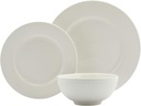 Tabletops Gallery Embossed Bone White Porcelain Round Dinnerware Collection- Chip Resistant Scratch Resistant, Fleur 12 Piece Dinnerware Set (Dinner Plate, Salad Plate, Cereal Bowl)