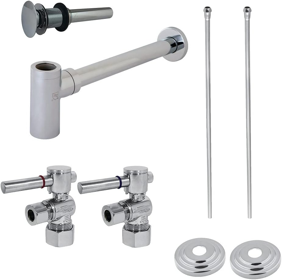 Kingston Brass CC53301DLTRMK1 Concord Vessel Sink Plumbing Supply Combo Kit, 30-Inch, Polished Chrome