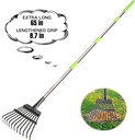 Joyhalo Small Rakes for Leaves, 8.5 Inch Wide Head Leaf Rake with 11 Tines, Metal Garden Rakes with Adjustable Handle from 38.5 to 65 Inch for Gardening, Clippings, Gathering Leaves, Weeds, Debris