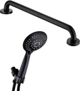 BRIGHT SHOWERS 9 Spray Settings Handheld Shower Head Set High and Matching 24-Inch Stainless Steel Grab Bar for Showers and Bathtubs