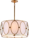 JONATHAN Y JYL9008A Violetta 3-Light 19" Metal LED Pendant, Contemporary, Modern, Transitional, Office, Living Room, Family Room, Dining Room, Kitchen, Bedroom, Bathroom, Hallway, Foyer, Gold/White