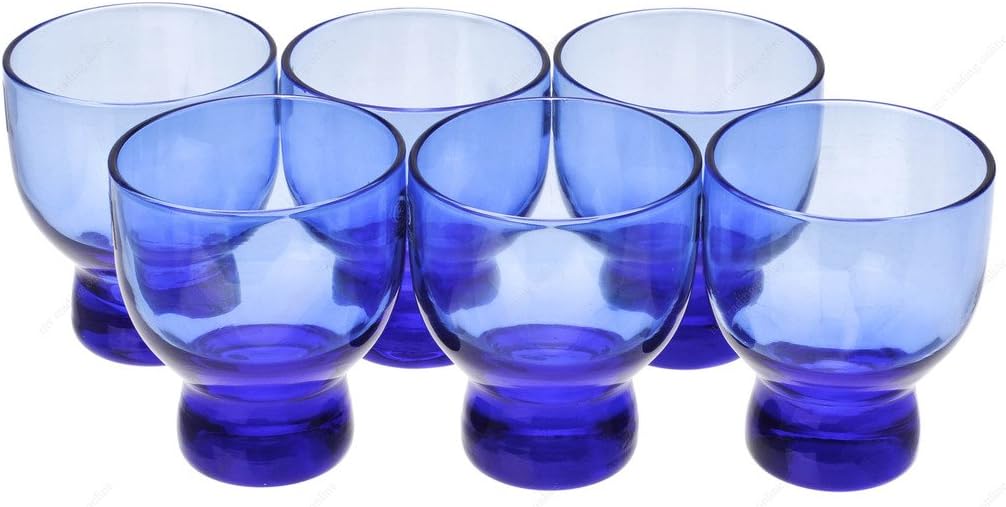 Japanese Cold Glass Blue Sake Cup 2-Ounces Cups, Set of 6