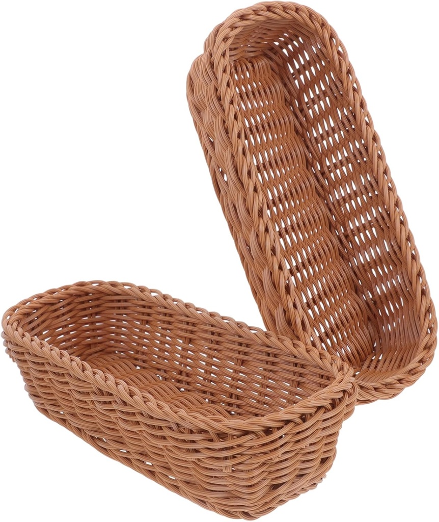 2pcs Organize Kitchen Woven Rattan Storage Box Cutlery Basket Utensil Container for Kitchen