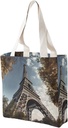 Canvas Tote Bag for Women Reusable Grocery Bag Eiffel Tower Shopping Bags Casual Shoulder Bag Handbag