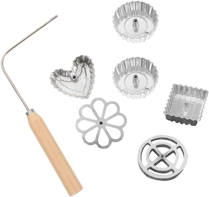 DOITOOL Rosette Waffle Mold Malaysian Pie Tee Maker Flower Heart Circle Shrimp Fried Food Mould Bunelos Maker DIY Cake Pusher Kitchen Baking Tools