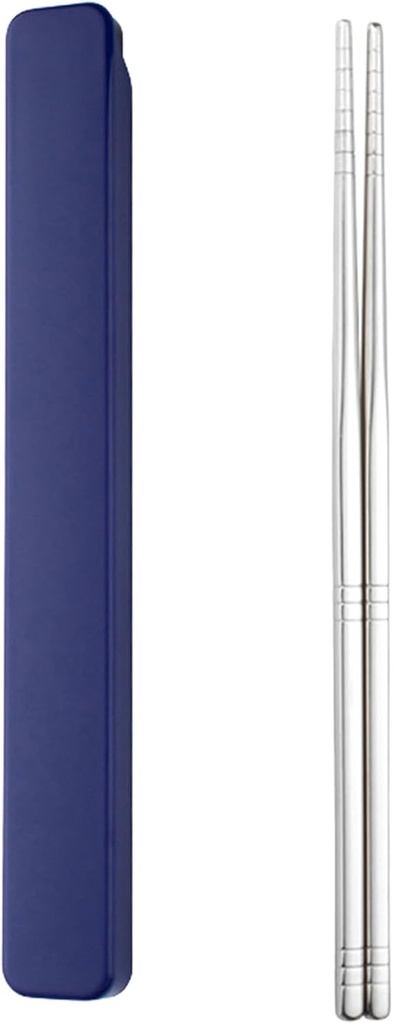 Reusable Chopsticks with Case, 304 l Stainless Steel Travel Chop Sticks, Japanese Chinese Korean Chopsticks for Bento box, Picnic, Office, Dishwasher Safe, 9 in Blue 1