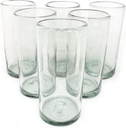 Clear 20 oz Tall Iced Tea Glasses (set of 6), Hand Blown Mexican Glassware, Recycled Glass Drinking Glasses, Lead-Free, Cocktail Margarita Glasses, Wine Glasses, Shot Glasses, Whiskey Glasses (IceTea)