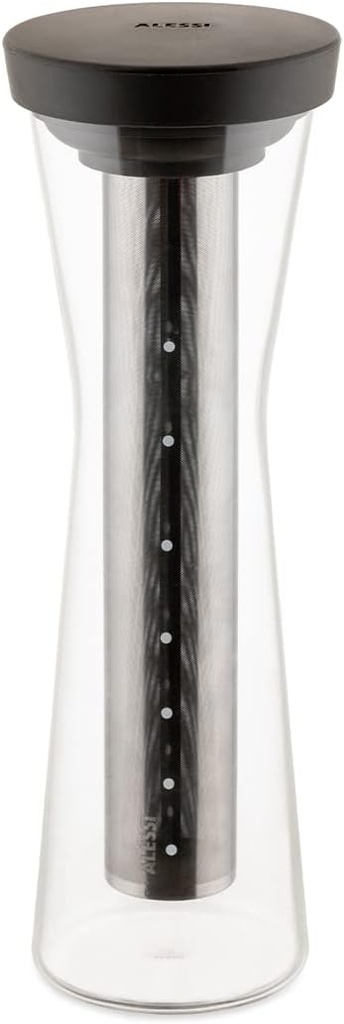 Alessi GIA31 BR Cold Brew Coffee Carafe in Borosilicate Glass and thermoplastic Resin, Brown. Filter in 18/10 Stainless Steel, Plastic
