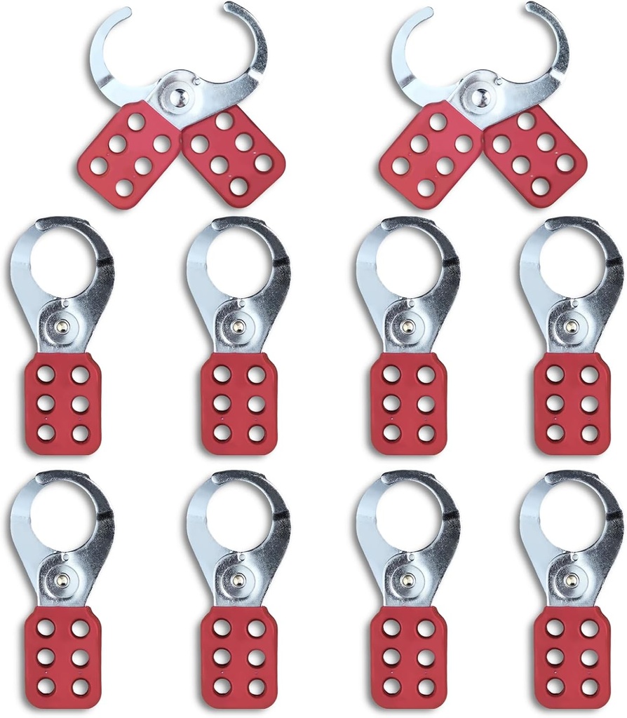 10Pcs Lockout Tagout Hasp, Safety Insulation Padlock Hasp with 6 Holes Interlock, Aluminium Loto Hasp Tag Lock Hasp for Multiple Management (1.5 inch Inside Jaw Diameter)