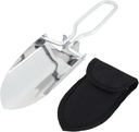 EMVANV Mini Folding Shovel,Foldable Garden Handy with Carrying Pouch Camping Trowel Stainless Steel Outdoor Survival Shovel for Garden and Campsite Use While Hiking, Camping and Outdoor(Silver)