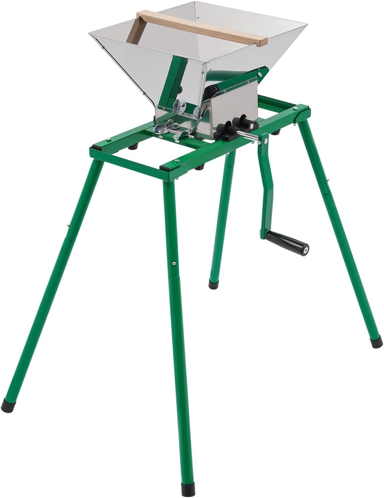 Fruit Crusher, Fruit Grinder Manual With Stand, Stainless Steel FruitS Wine Cider Press Apple Grapes Crusher Juice Maker Juicer 1.85gal, Green