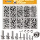 weideer 500Pcs Nut and Bolt Assortment Kit,M2 M2.5 M3 M4 M5 Machine Screws, 304 Stainless Steel Combination Screws for Electronics,Motorcycle,DIY Projects K-188