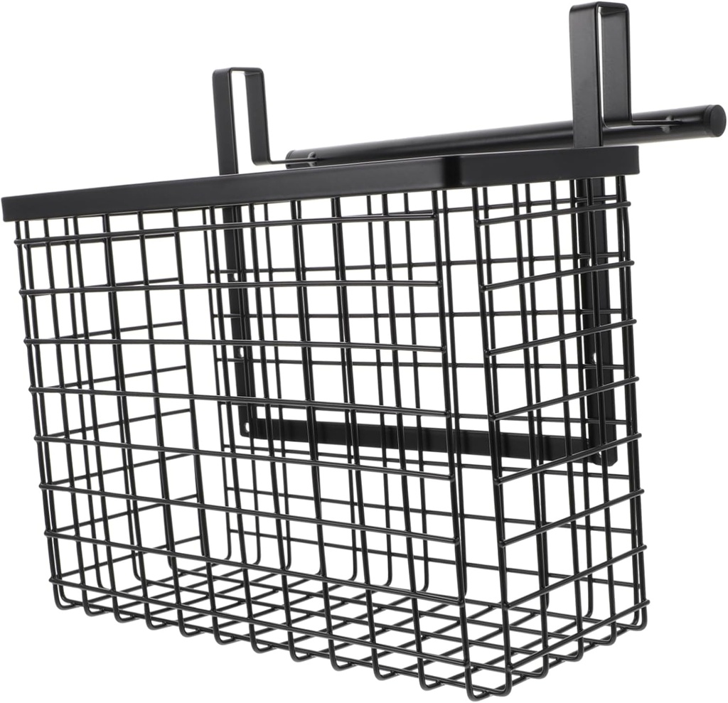 GLEAVI Hanging Wire Basket for Kitchen Seasoning Bottles Nail Cabinet Door Storage Rack Strong Load Bearing Non Punching Design Elegant Black Metal Mesh Organizer for Vegetables