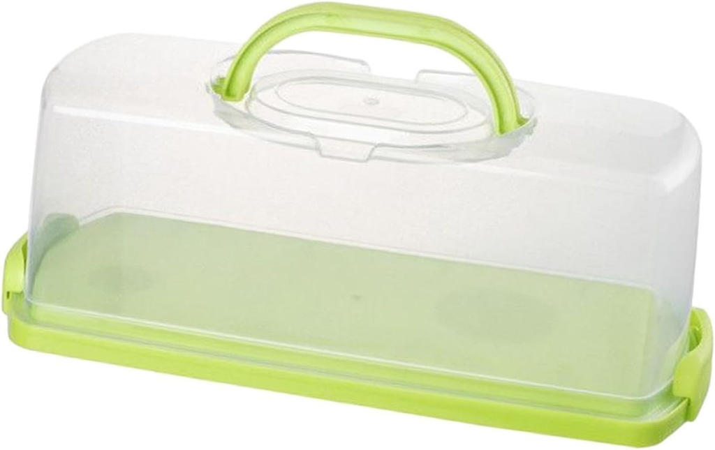 Rectangular Bread Box Food Storing Multiuse with Clear Lid Loaf Cake Storage Container Box for Birthday Thanksgiving Picnic, Green