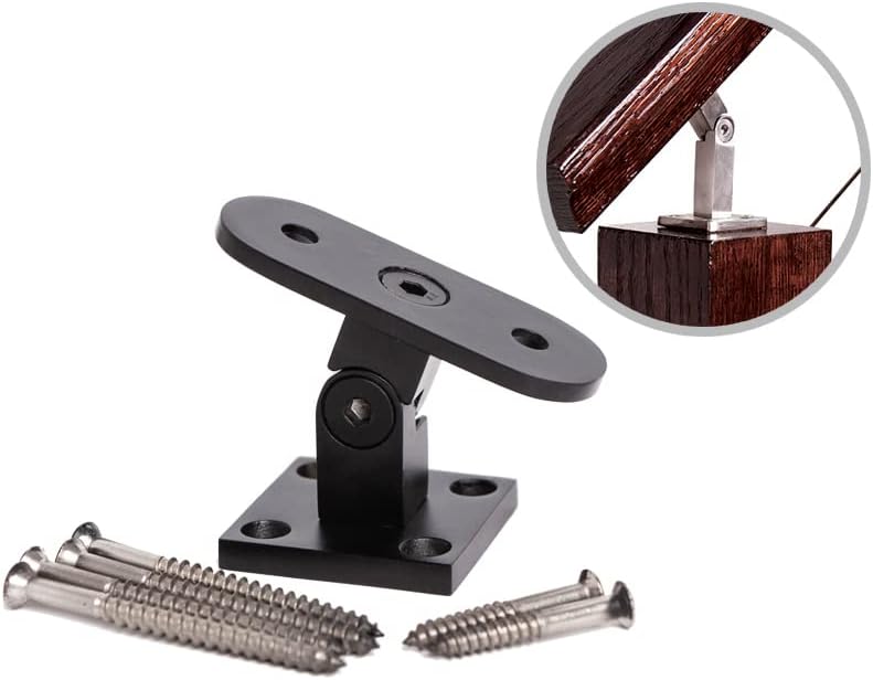 HF17.4001 Adjustable Newel Mount Bracket for Stair Remodel - Satin Black