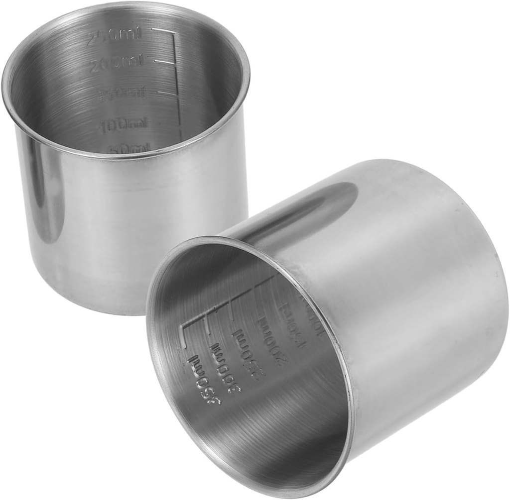 Cabilock 2pcs Stainless Steel Measuring Cups Multipurpose Kitchen Containers for Baking Rice Flour with Clear Markings and Wide Opening Design