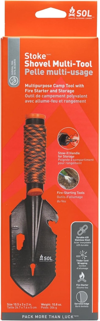 SOL Survive Outdoors Longer Stoke Folding Shovel, Grey, One Size, 0140-1033