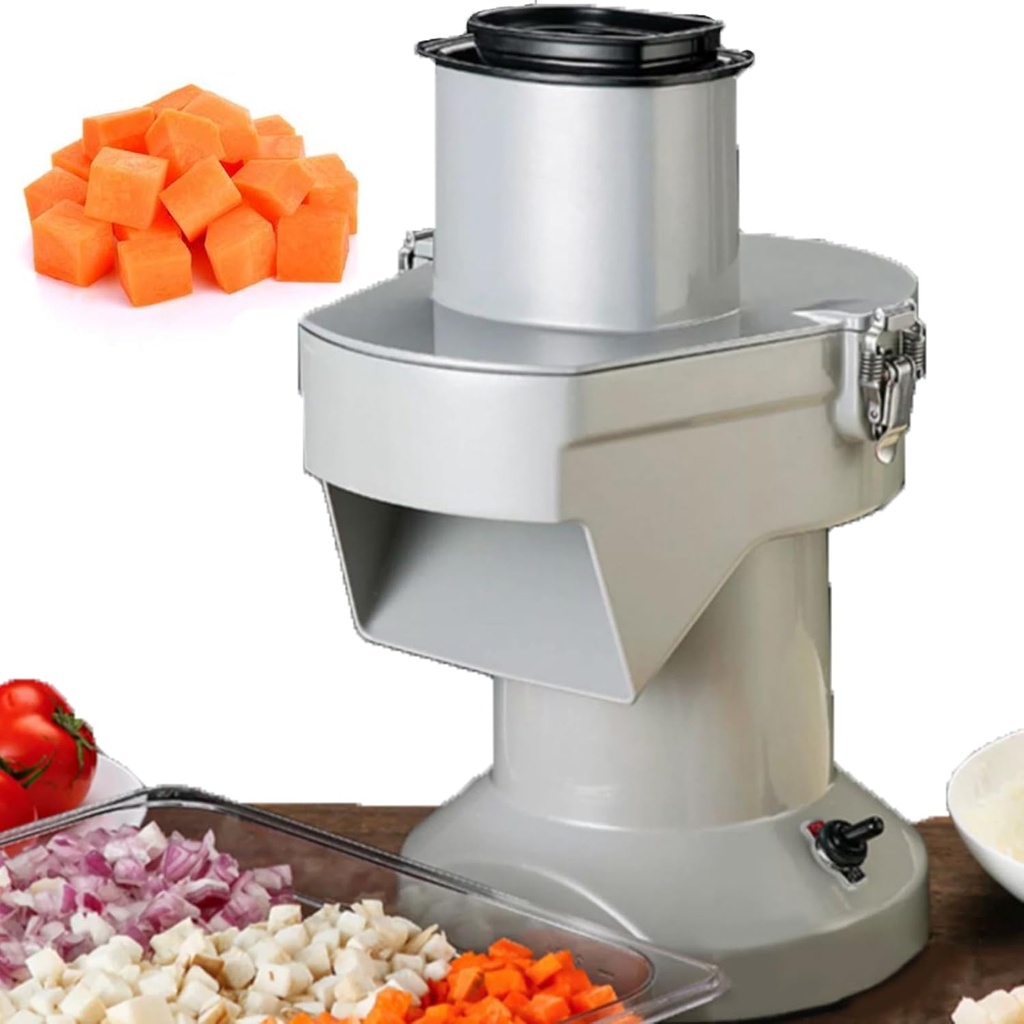 Commercial Vegetable Dicer, Electric Food Processor, 3mm Shredding/10mm Dicing, Large-diameter Discharge Port, 180kg/h Production Capacity for Onions, Carrots, Potatoes