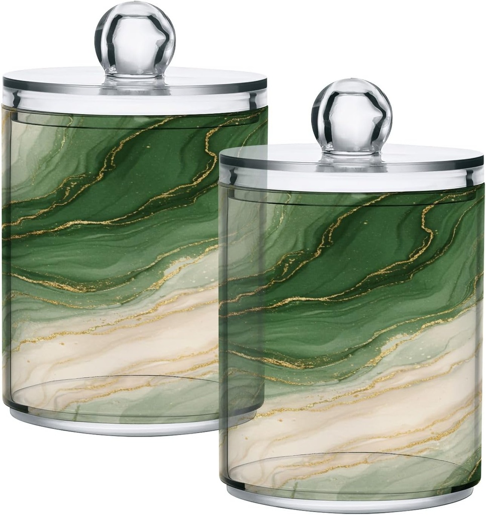 Green Marble Rainbow 4PC Airtight Transparent Plastic Storage Jar Food Storage Container Plastic for Food Herbs Tea etc with Storage Lid easy to use and clean With lid Easy To Use