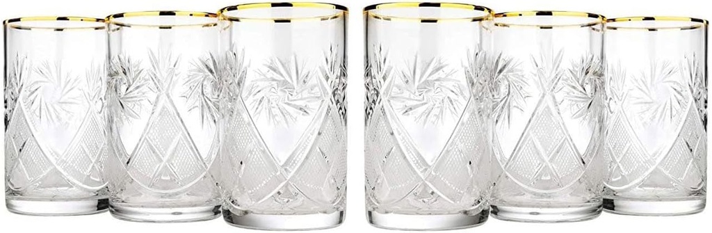 8 oz TEA GLASS GOLD RIM 250ml, 6EA/SET [1000/1]