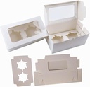 Ebonee White Paper Cupcake Boxes Fits 2 Muffins, Cookie Cupcake Containers with Clear Window and 2 Treat Holder, Portable Bakery Carrier Cake Box for Birthday Holiday Party Supply (30 Pack)