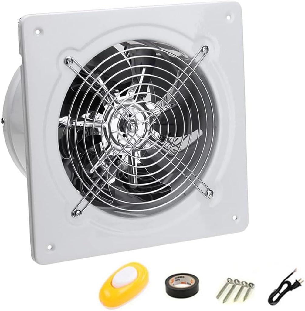 Ventilation Blower Extractor Fan with Power Cord Exhaust Fan with Backdraft Damper,110V/220V Wall-Mounted Vent Fans(10inch, White)