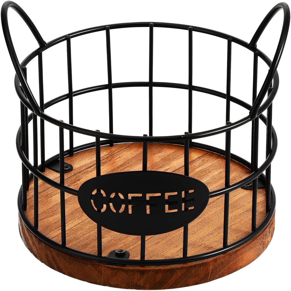 Luxshiny Coffee Holder Basket Metal Wire Coffee Organizer Base Easy Access Storage for Home Office Multipurpose Design for Fruits Snacks