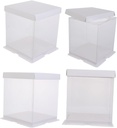 4Pcs Transparent Birthday Cake Boxes Portable Cake Packing Carrier with Lid for Homemade Cakes Convenient Assembly Strong Bearing Capacity