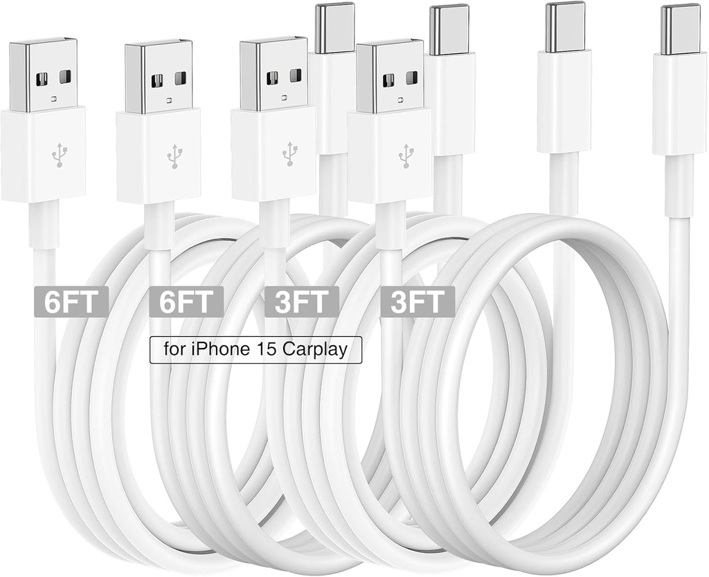 Car Carplay Cable for iPhone 17 16 15 Charger Cord,3/3/6/6FT USB A to USB C Cable for iPhone 17 Pro Max/16 Pro/15 Plus Charger,USB C Car Charger for Apple 17 Air/16 Pro Max/16e/15/iPad Pro
