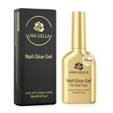 UNA GELLA 6 in 1 Gel Nail Glue for Clear Acrylic Nails Tips, 15ml UV Nail Glue Long Lasting Super Strong Brush for Base Coat, Clear Fake Nails, and Soft Gel Tips Lamp Curing Required