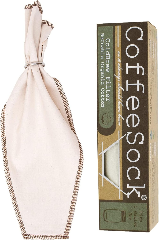CoffeeSock ColdBrew Filter - GOTS Certified Organic Cotton Reusable Coffee Filter (ONE GALLON)