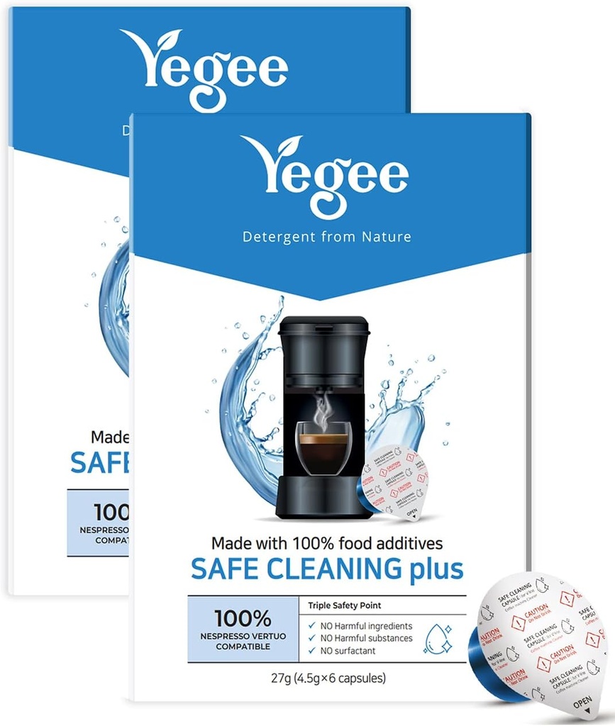Powerful Cleaning Pods and Capsules Cleaner Kit - for Coffee Machines - Made from 100% Plant-Based 1st Grade Formula - Includes 6 Cleaning Capsules Only Compatible with Pack of 2