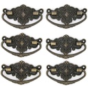 4 PCs Vintage Antique Brass Bail Pull Handle for Wooden Drawer Cabinet Cupboard, Length 2.8-in (7.1 cm) and Height 1.7-in (4.4 cm)