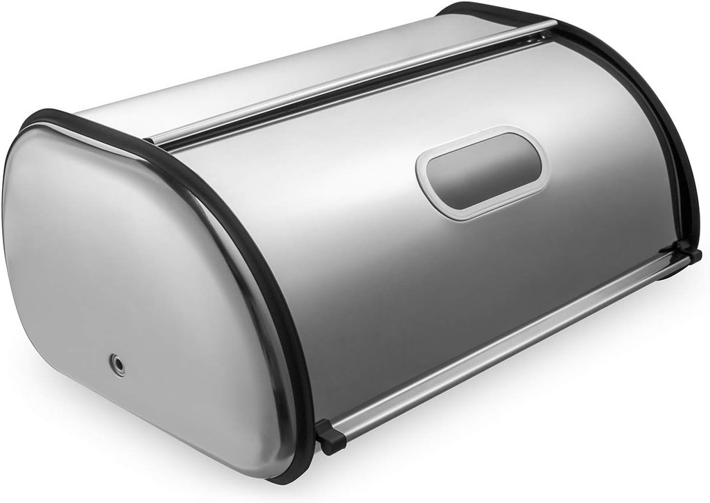 Bread Box for Kitchen Countertop, Extra Large Capacity Holds More Than 2 Loaves, Matte Stainless Steel Bread Storage Bin Container with Roll up Lid, Fingerprint Proof, 17.5 x 11 x 7.5 Inches