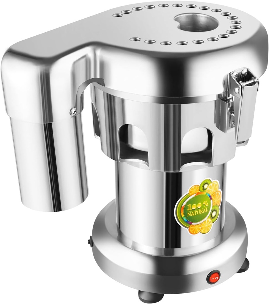 370W Heavy Duty Centrifugal Juicer Machine, Commercial Heavy Duty Juicer Machine with Extended Juice Outlet for Milk Tea Shops, Grocery Stores 14.37 x 11.41 x 14.37 Inch Silver