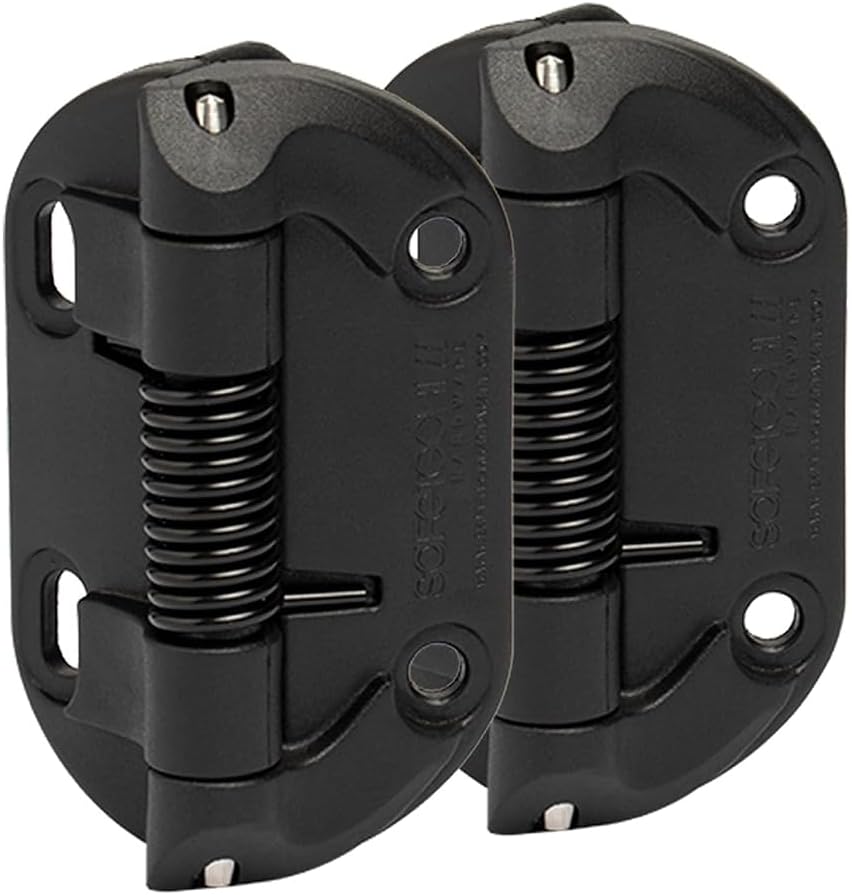 Safetech Hardware Self Closing Gate Hinges | Self-Aligning Spring Hinges | Fixed Tension | Pool Safety Hinge | Square Post, Aluminum & Vinyl/PVC Gates | Swing Close 35 lb SHF-90L – Black