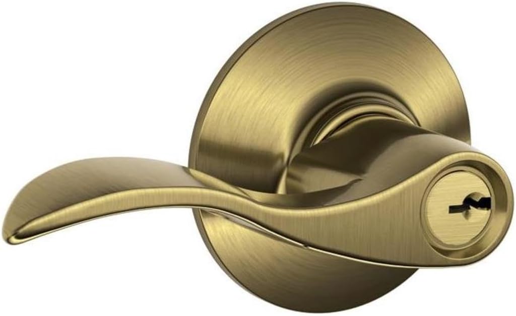 SCHLAGE F51A ACC 609 Accent Keyed Lever, 2.3 x 2.8 x 2.8 inches, Antique Brass