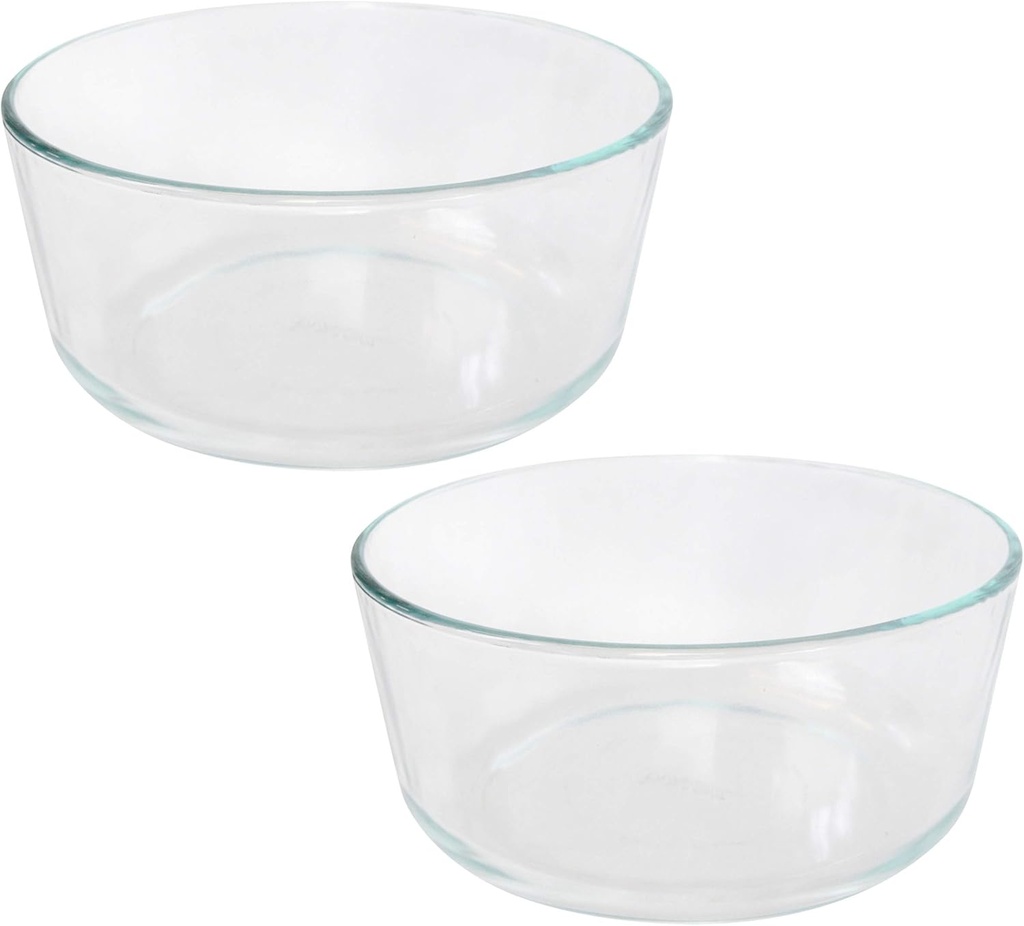 Pyrex Simply Store 7203 6/7-Cup Round Clear Glass Food Storage Bowl - 2 Pack Made in the USA