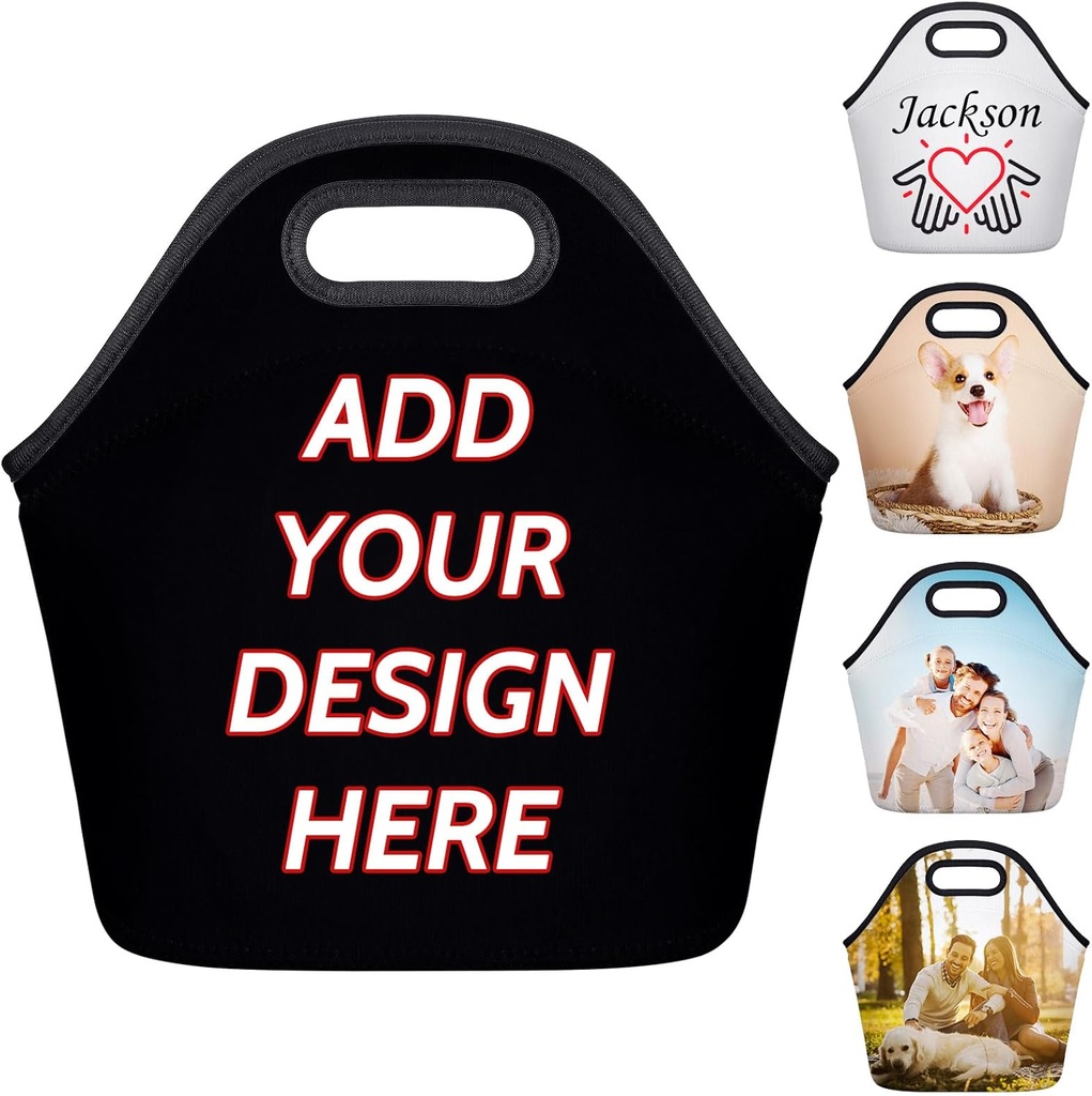 Personalized Lunch Bag Lunch Box for Women Men, Custom Image Text Photo Reusable Insulated Lunch Tote Bag Box for Work Travel Picnic