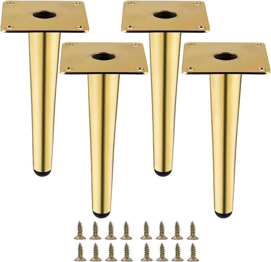 Gold Metal Furniture Legs Heavy Duty Straight Furniture Feet DIY Modern Replacement Legs for Cabinet Sofa Couch Chair-Set of 4 (Gold, 8")