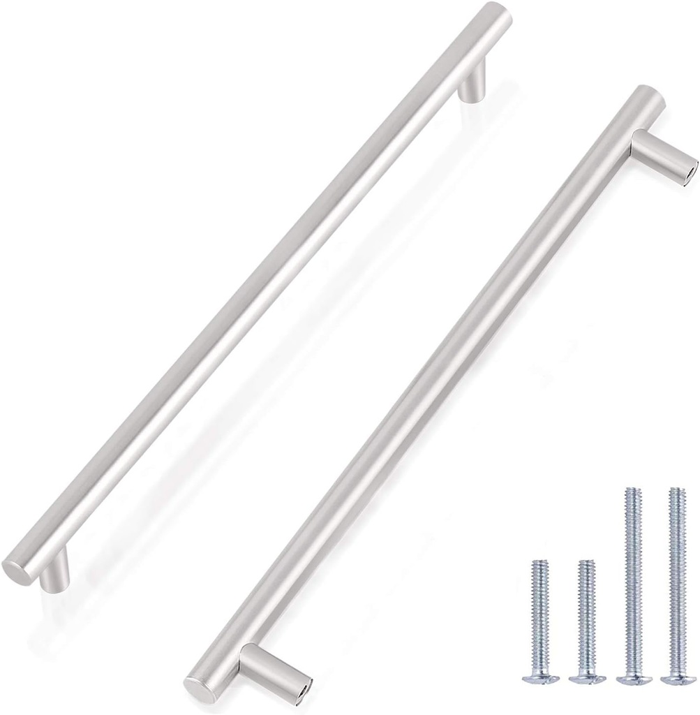 Gobrico Satin Nickel Cabinet Handles/5 Pack Stainless Steel Brushed Nickel T Bar Drawer Pulls for Kitchen Hardware/12.6 inch Hole Centers