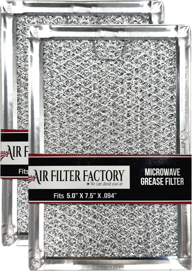 12-Layer Air Filter Factory 5" x 7.5" Pull Tab Microwave Grease Filter Replacements For Many GE, Frigidaire, Magic Chef & LG Microwave Oven Models Filter Set Of 2 (Pull Tab Short Side)