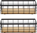 2 Pack Small Wire Baskets, Narrow Rustic Storage Bin for Bathroom Counter, Farmhouse RectangleOrganizer Tray for Kitchen Countertop, Pantry, RV, Office Decorative