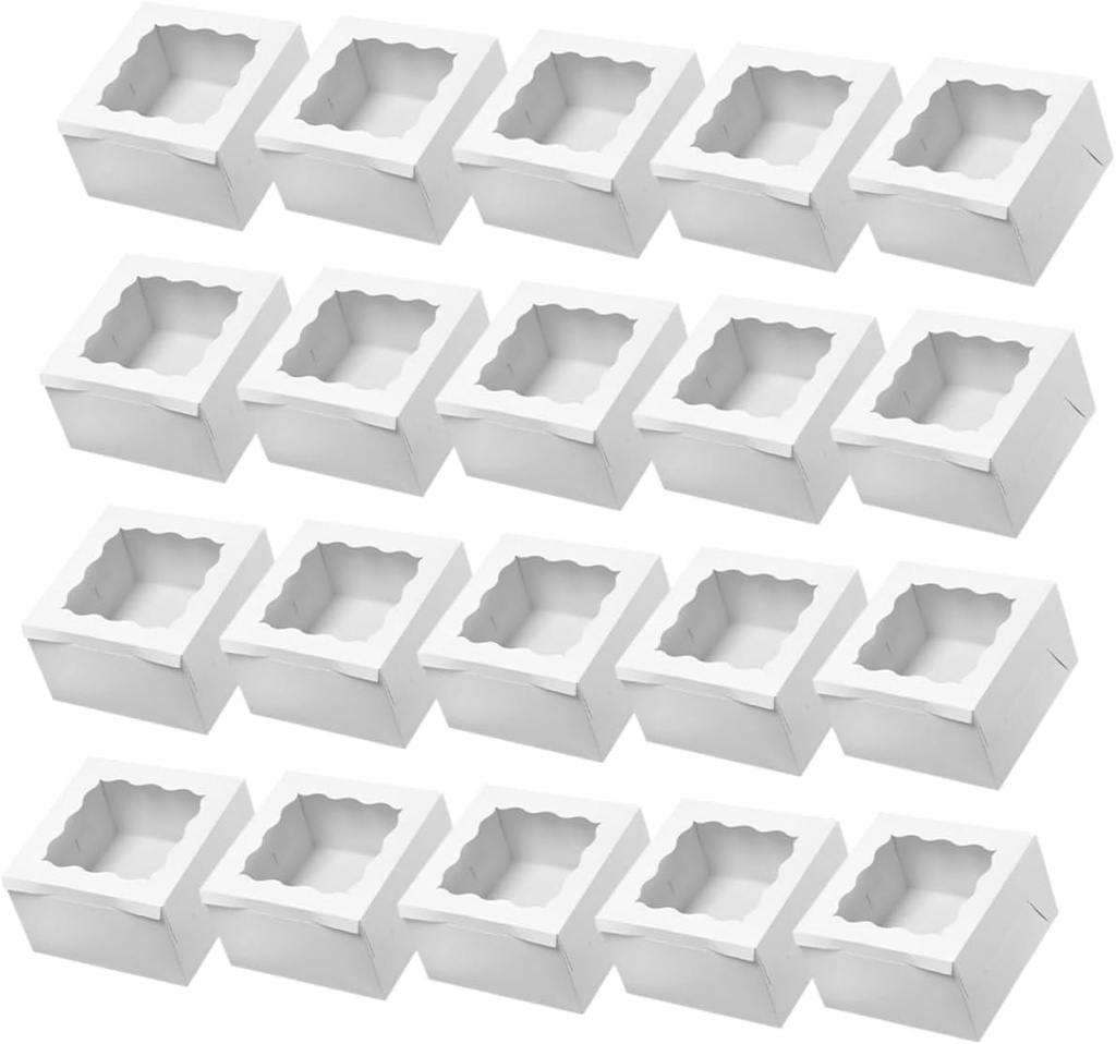 50pcs Cupcake Boxes with Window for Baked Goods Muffins Cookies for Parties Outdoor Events and Holiday Celebrations