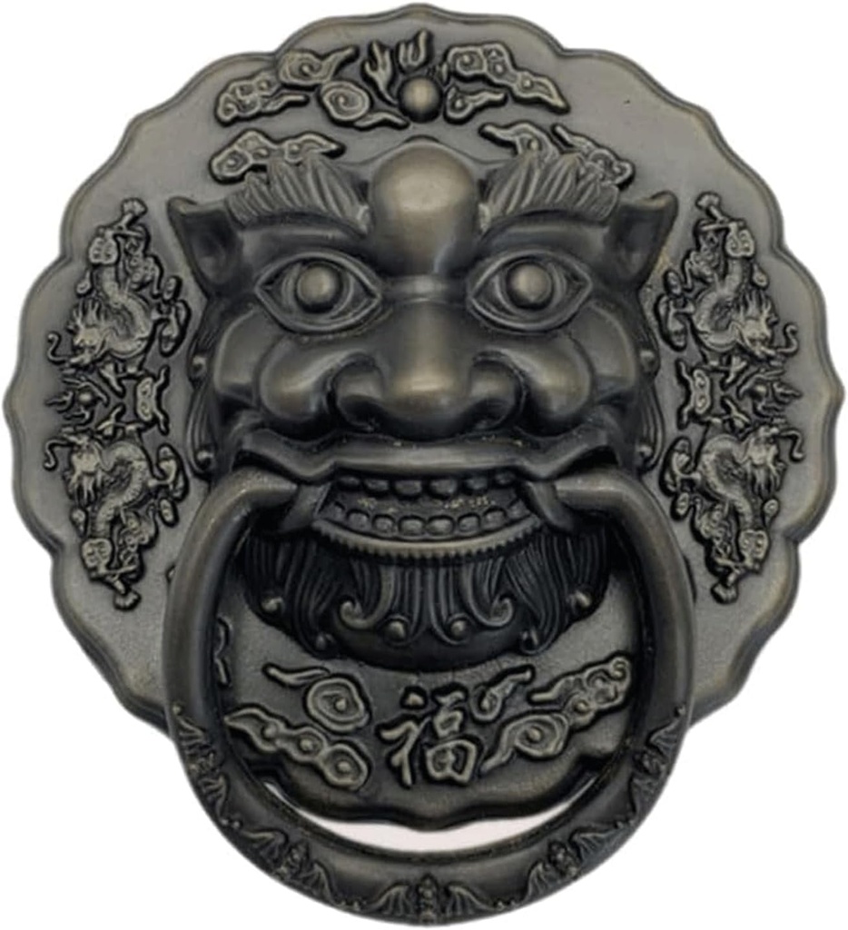 Door Knocker for Front Door Classical Lion Head Door Handle for Garden Wooden House Door Ring Knocker(B,Dia 15cm)