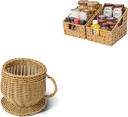 GRANNY SAYS Bundle of 1-Pack Wicker Coffee Pod Holder & 2-Pack Trapezoid Wicker Baskets