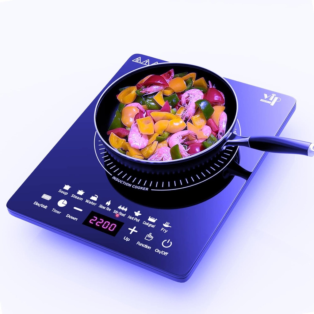 Portable Induction Cooktop, Countertop Burner with Multi-Function, 2200w Electric Stove with Easy Clean Glass, 8 Modes Sensor Touch Cooker (HO2)